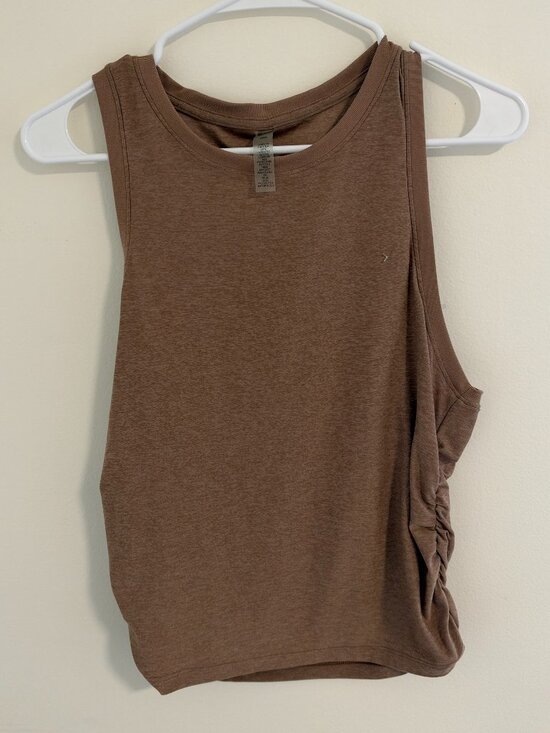 Beyond Yoga Tops - Beyond Yoga Brown High Neck Ruched Tank Top